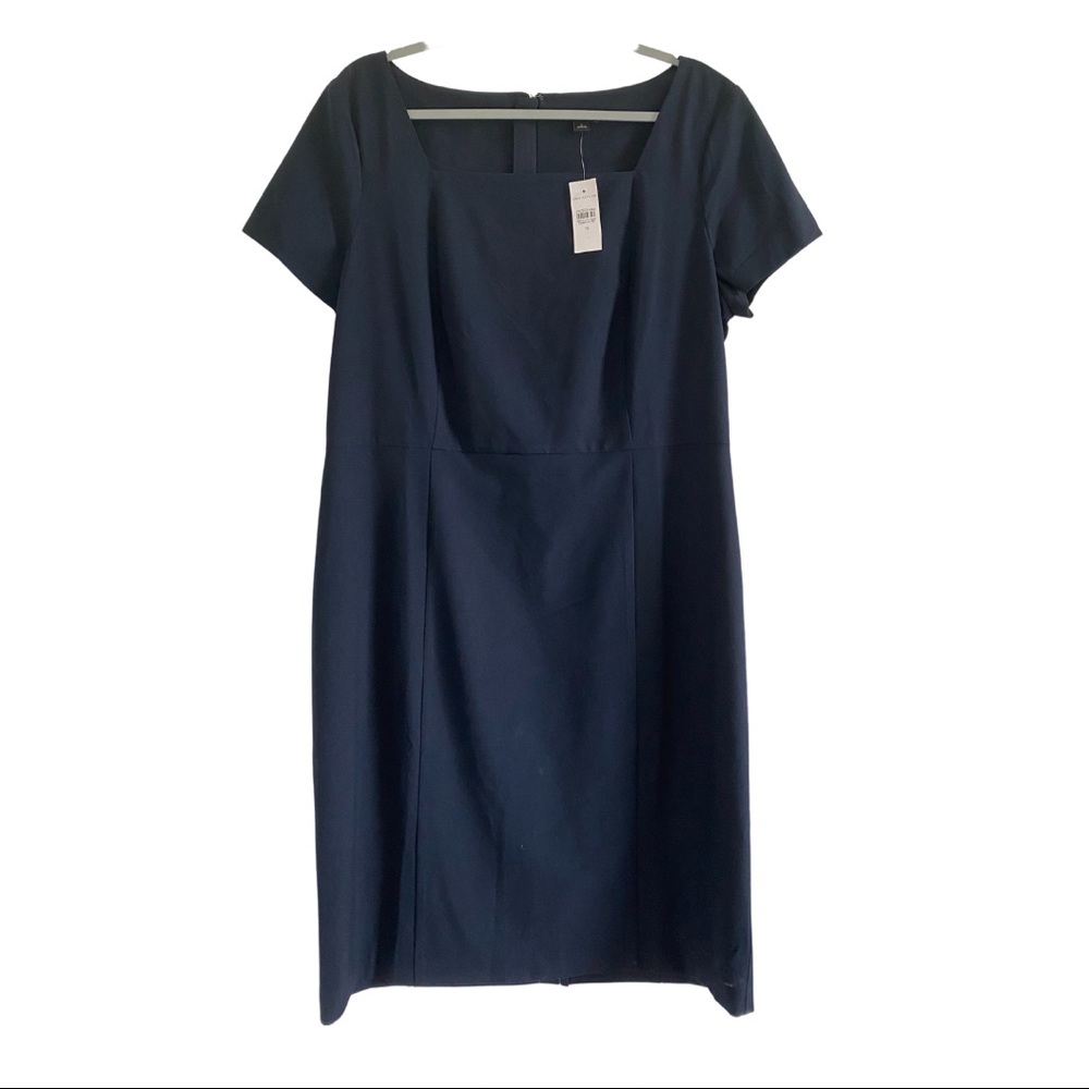 NWT Ann Taylor Navy Sq Neck Sheath Dress Size 16